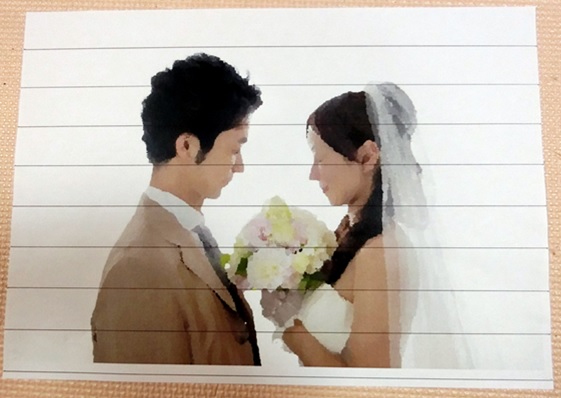 結婚式の写真ドミノ(裁断線)